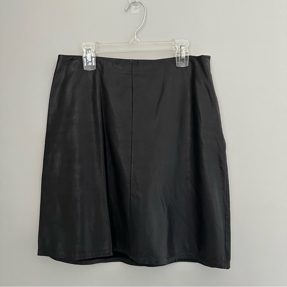 Ann Taylor 100% leather vintage black leather skirt